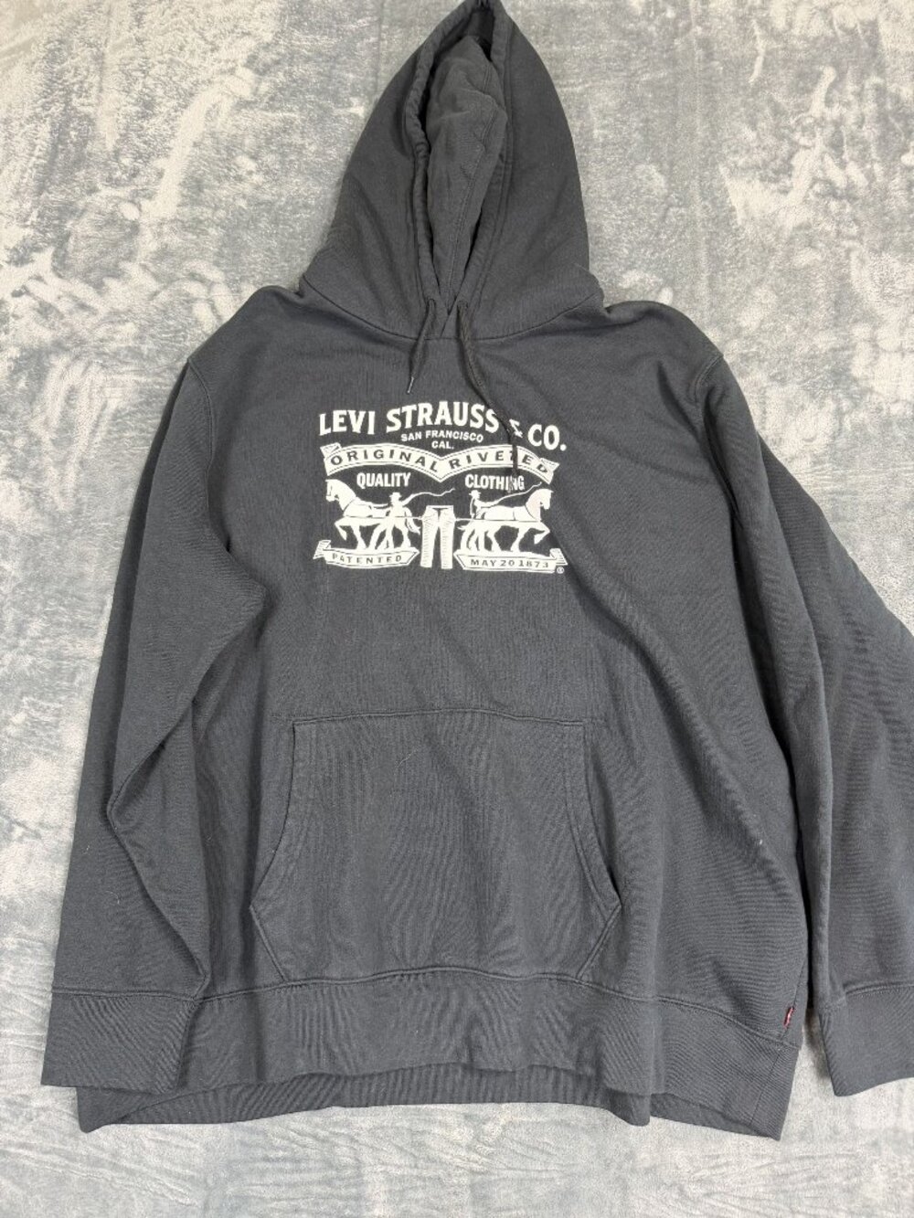 Levis Mens Black Graphic Pullover Hoodie Sweatshirt 3XL